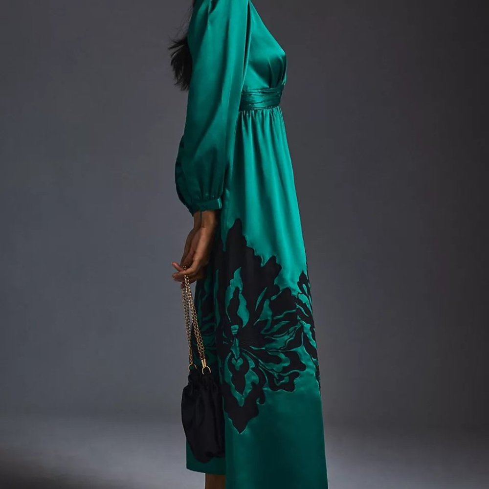 Anthropologie Nikasha Embroidered Satin Dress - Picture 4 of 13